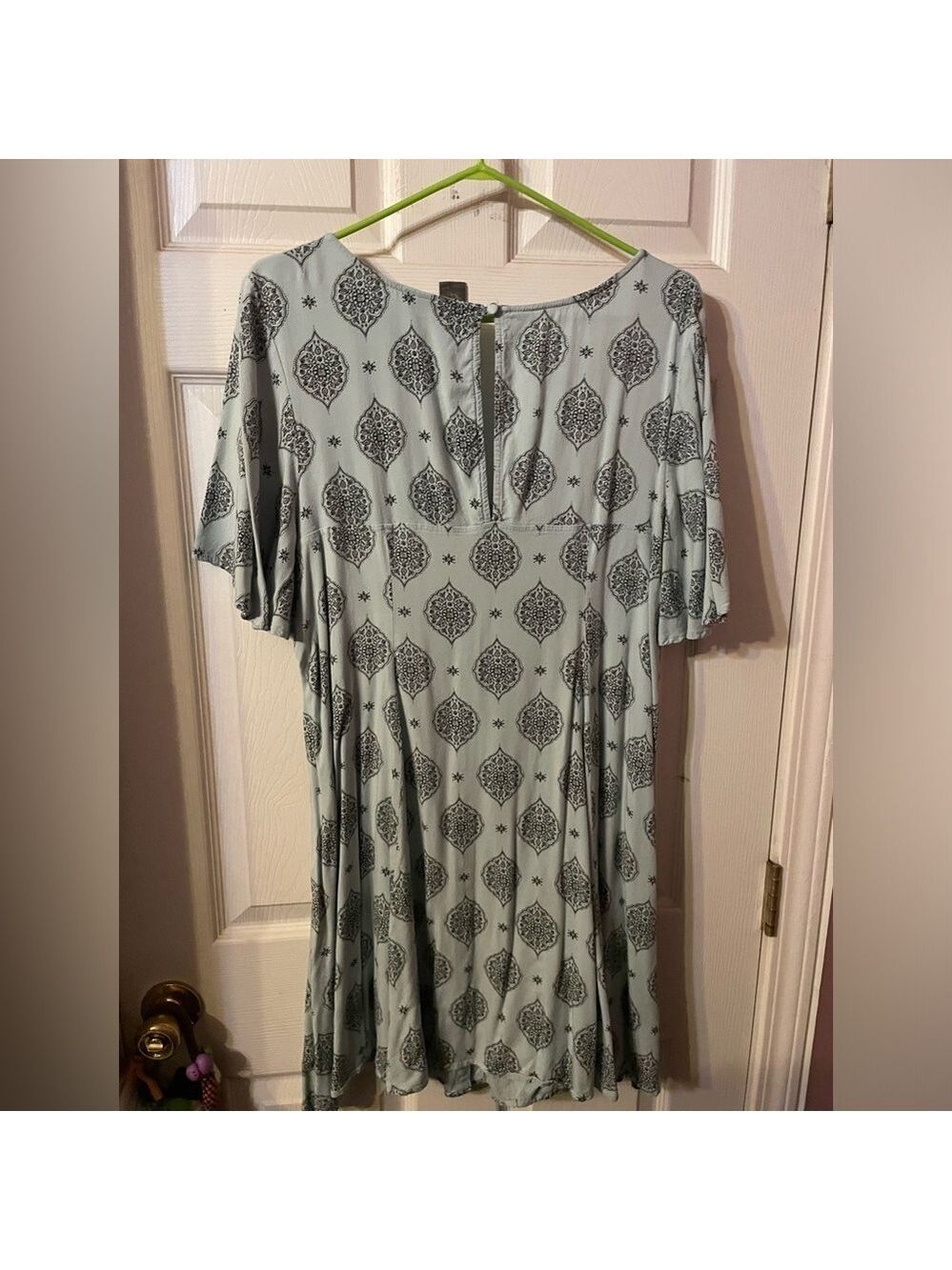1
Torrid Medallion Print Button Front Skater Dress Mint Green Blue 2X - Picture 3 of 5